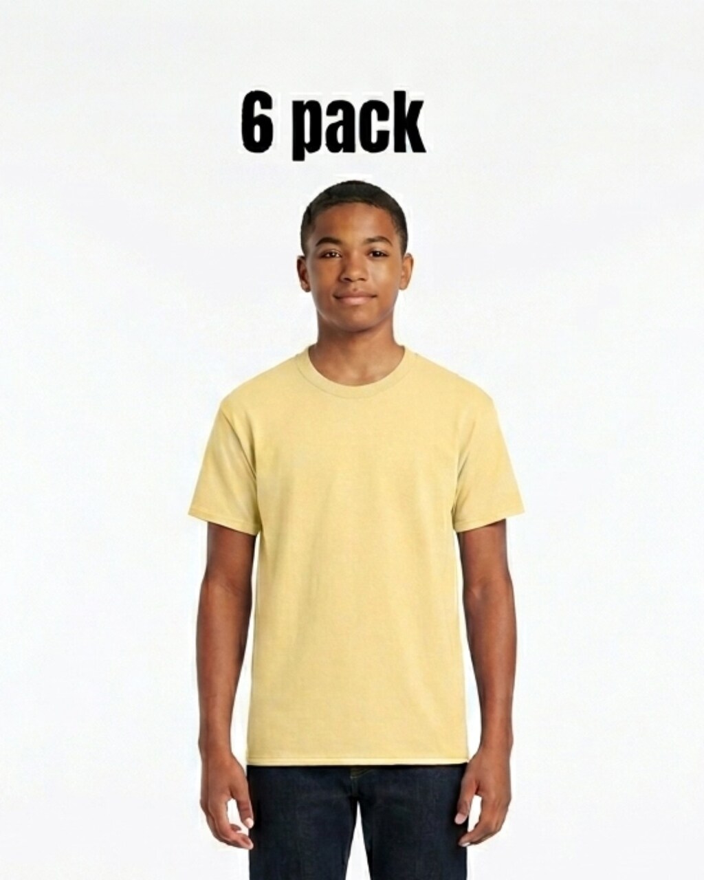 6 Pack Hanes Essential-T Youth Crewneck Short Sleeve T-Shirt for School, Casual & Bulk Everyday Wear